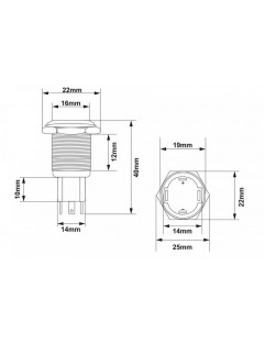 304SS 10A 19mm ON-OFF switch Blå