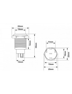 Kontakt 304SS 10A 19mm ON-OFF Rød