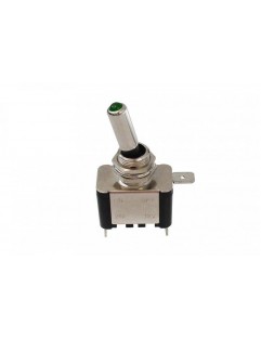 Toggle Chrome switch type 2 Led Green