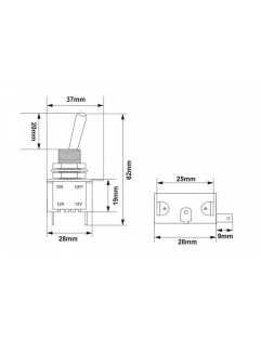 Toggle Chrome switch type 2 Led Green