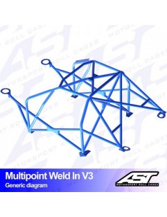 Roll cage AUDI A3 / S3 (8L) 3 door Hatchback Quattro multi-point welded on V3