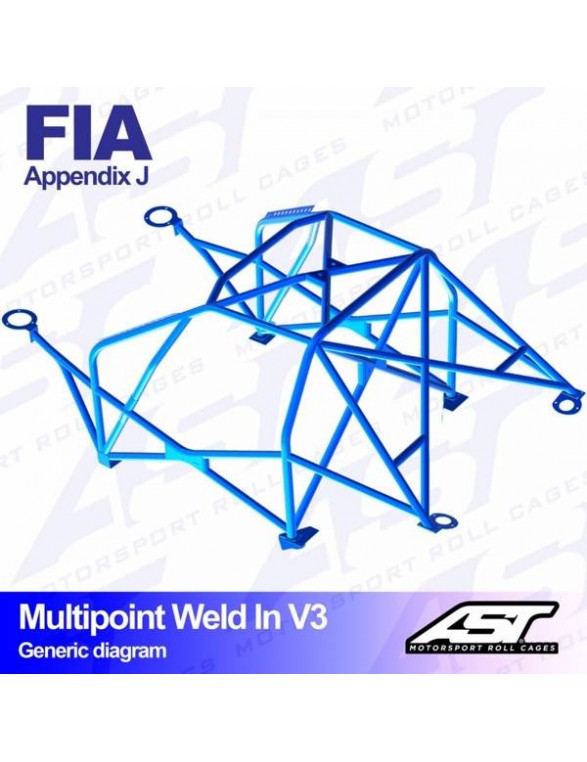 FORD Sierra roll cage (Mk1 / Mk2 / Mk3) 4-door Sedan RWD / 4x4 multi-point welded in V3