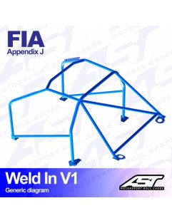 Welded HONDA Civic (EK) 3-door Hatchback roll cage in V1