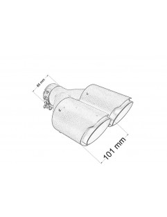 Dubbel ljuddämparspets 2x101mm ingång 65mm kol L