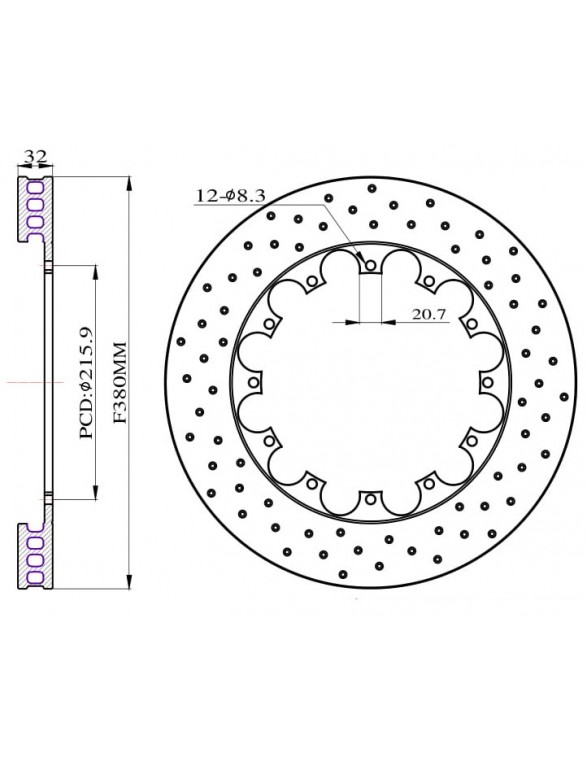 Drilled brake discs for the Big Brake 380mm 2011+ set